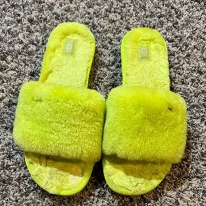 UGG Bright Yellow Fuzzy Slides